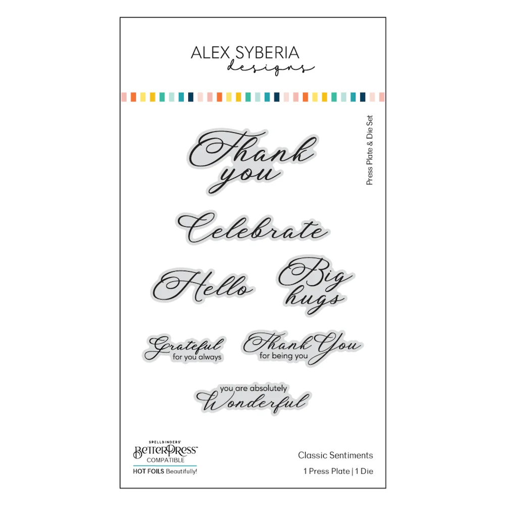 alex syberia designs classic sentiments press plate and die