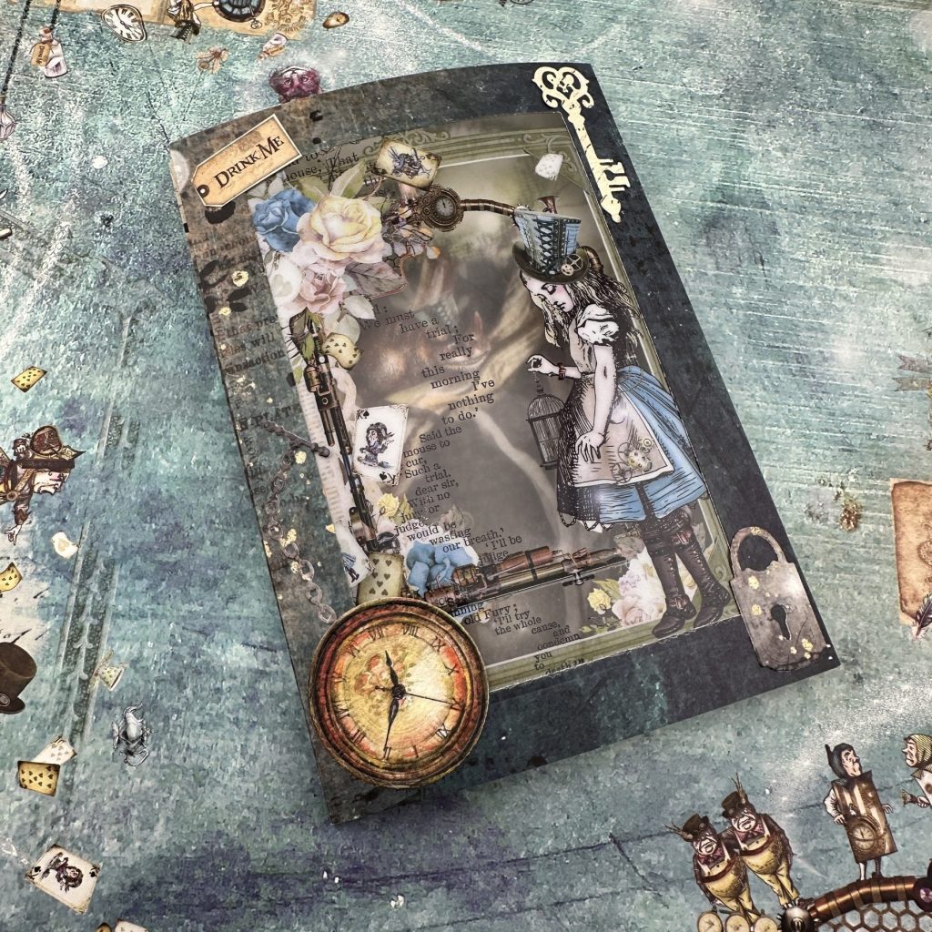 photo of alice in wonderland shadow box card front memory place wonderland