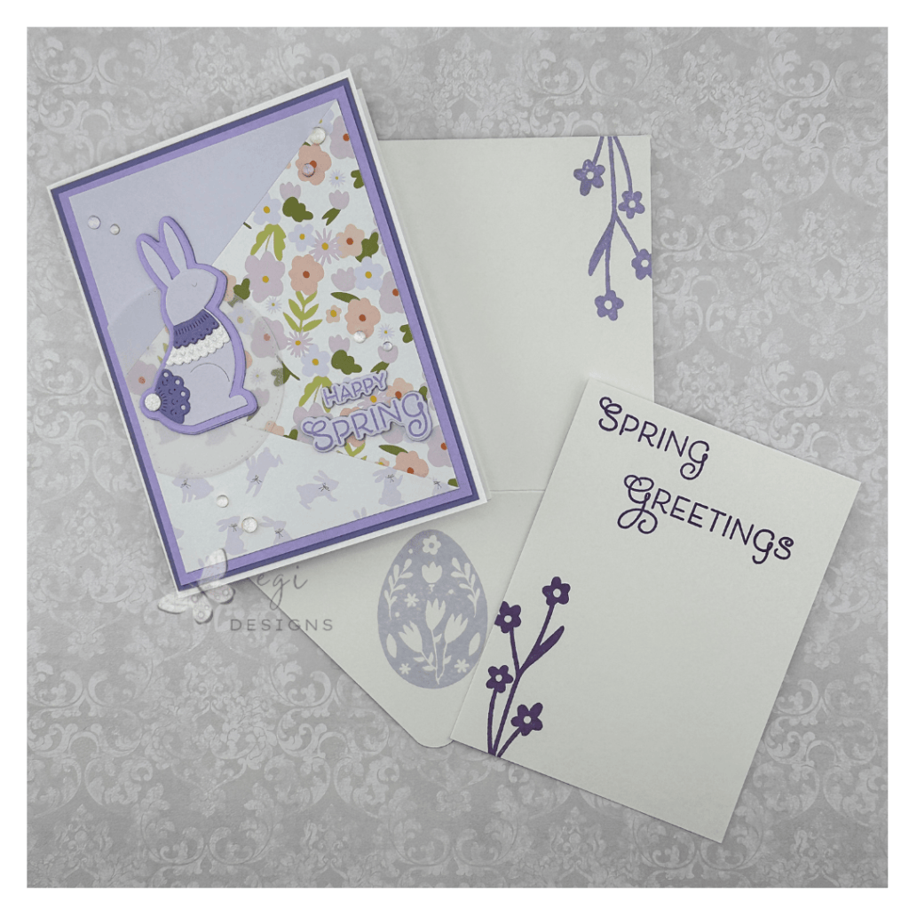 card, envelope, and card inside scrapbook.com cottontail paper simon says stamp blessings at easter
