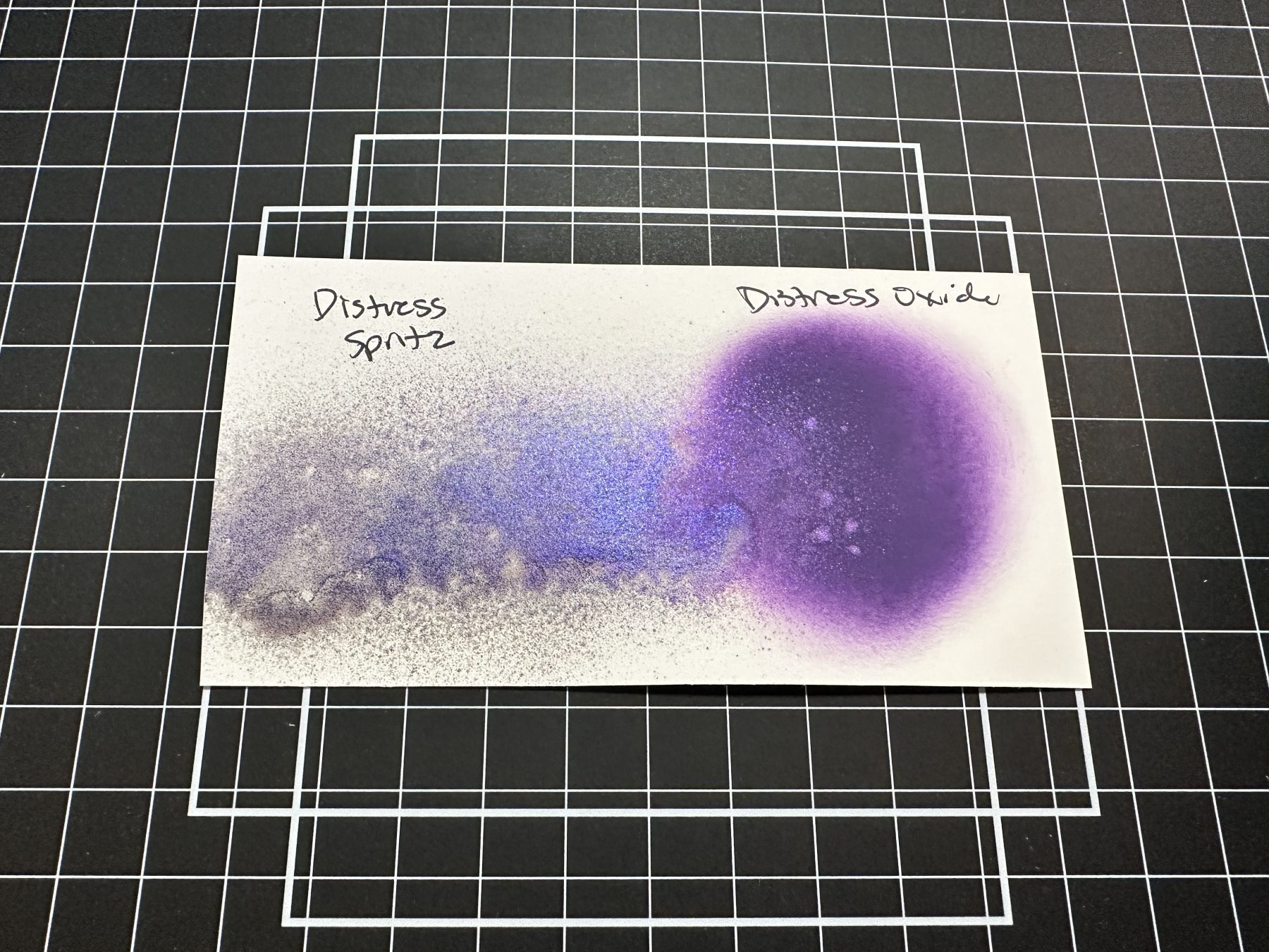 picture of swatches of Tim Holtz Distress Oxide and Distress Spritz in Villainous Potion
