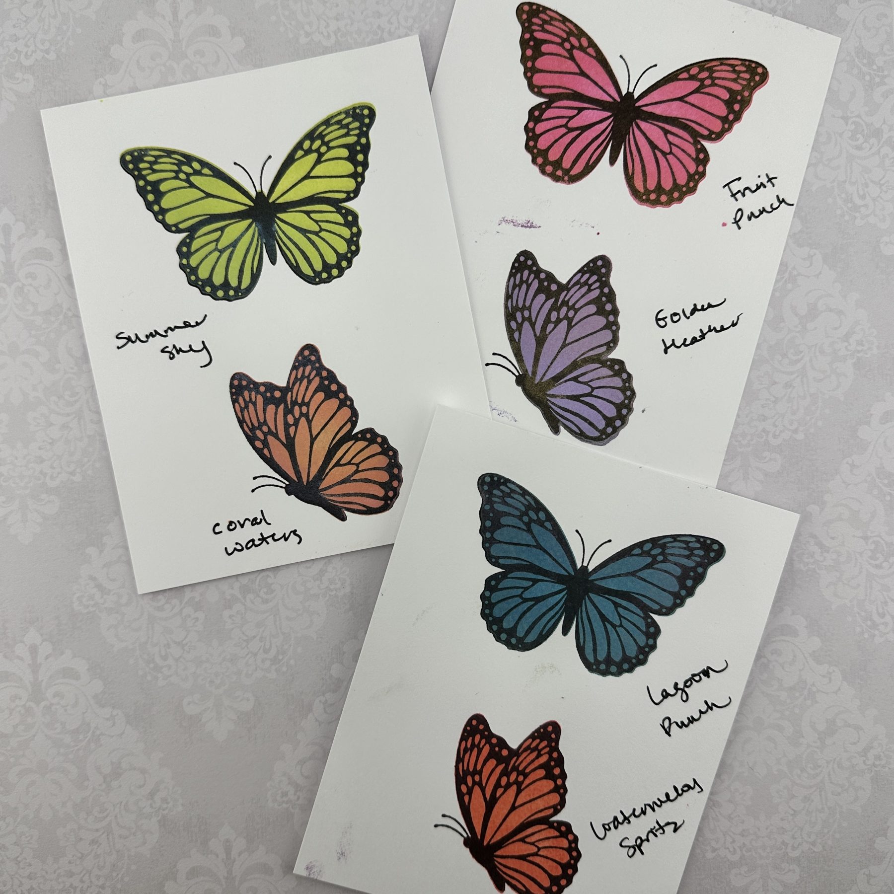 picture of the results from using the lisa horton crafts butterfly silhouettes betterpress registration press plates