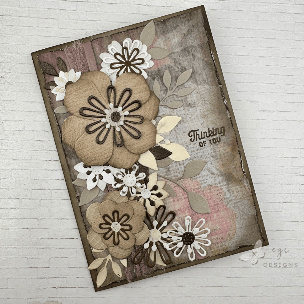 picture of a6 card made with concord & 9th paper posy stamp and die set