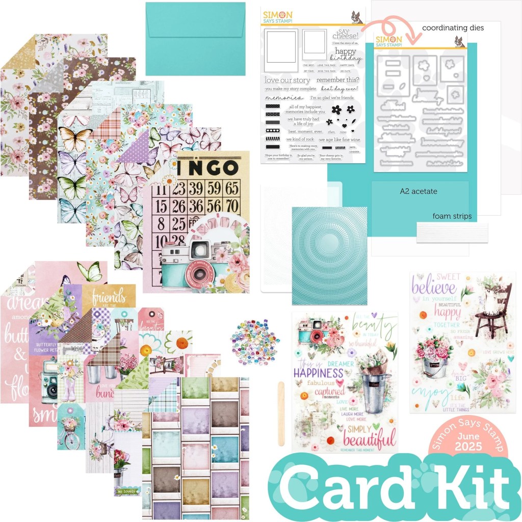 picture of simon says stamp june 2025 card kit called capturing joy