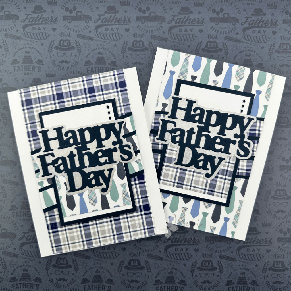 picture showing two father's day cards made with the sheetload of cards may 2025 card sketch