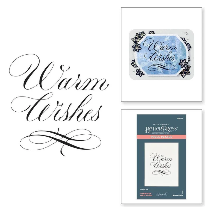 photo of Spellbinders Copperplate Warm Wishes Press Plate
