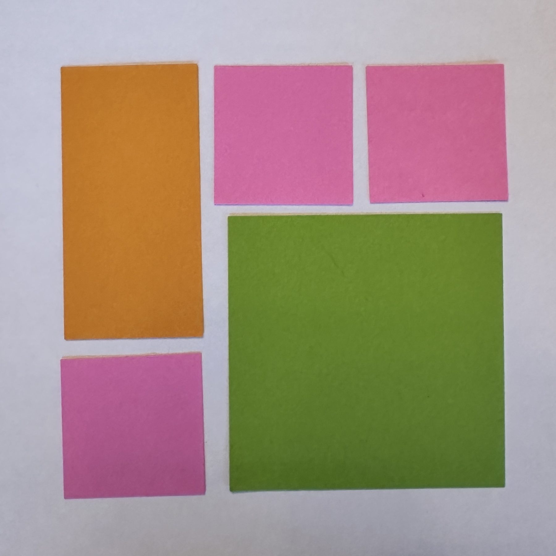 photo of tiled mosaic template using cardstock pieces to represent the sticker sizes