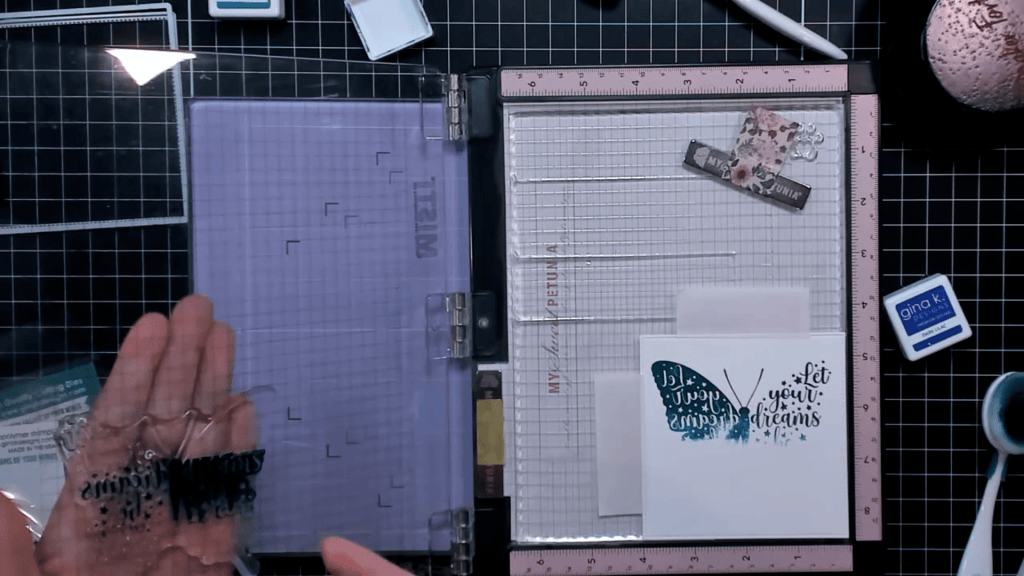 photo of adding the In the Navy ink to the middle third of the stamp