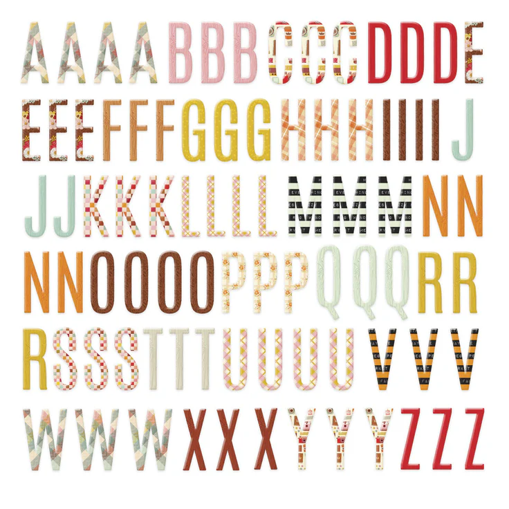 photo of Spellbinders Autumn Archives Chipboard Alphabet Stickers