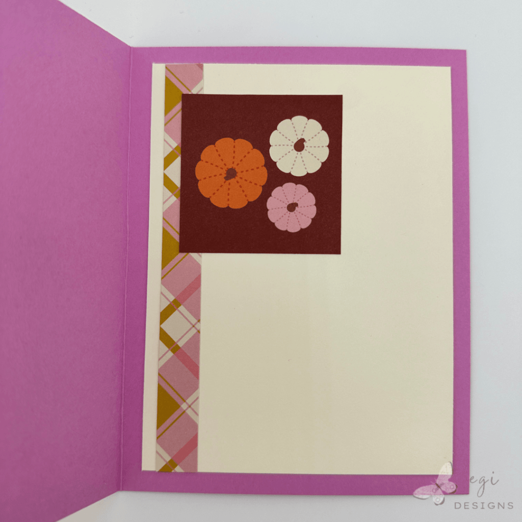 photo of completed card inside #1, spellbinders patterned paper, cut-apart, cardstock