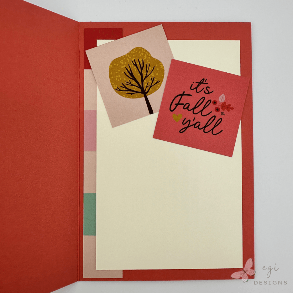 photo of completed card inside #2, spellbinders patterned paper, cut-aparts, cardstock