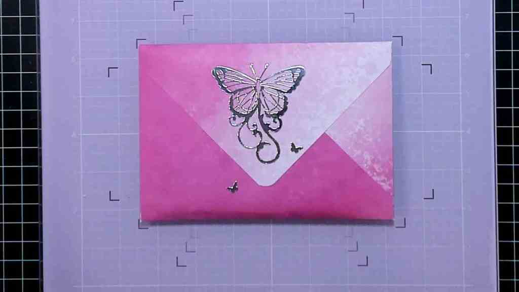 photo of Coordinating Envelope Using the Recollections Ombre Brights Cardstock and Paper Wishes Silver Butterfly Dazzle Stickers