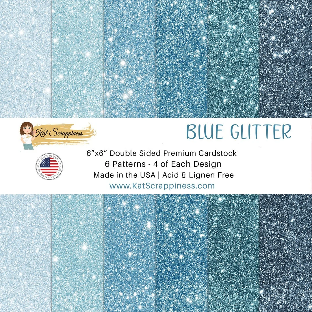 photo of Kat Scrappiness Blue Glitter Paper
