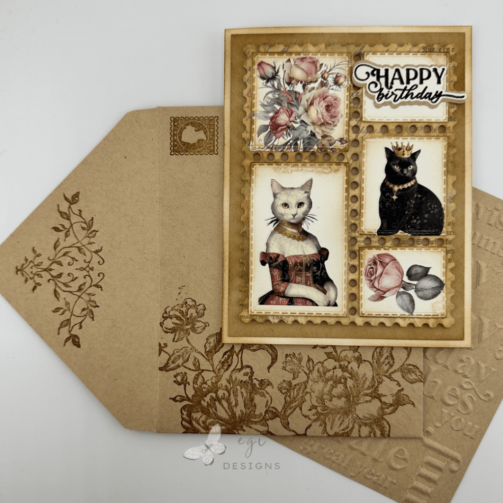 photo of Card, Matching Envelope, and Embossed Panel