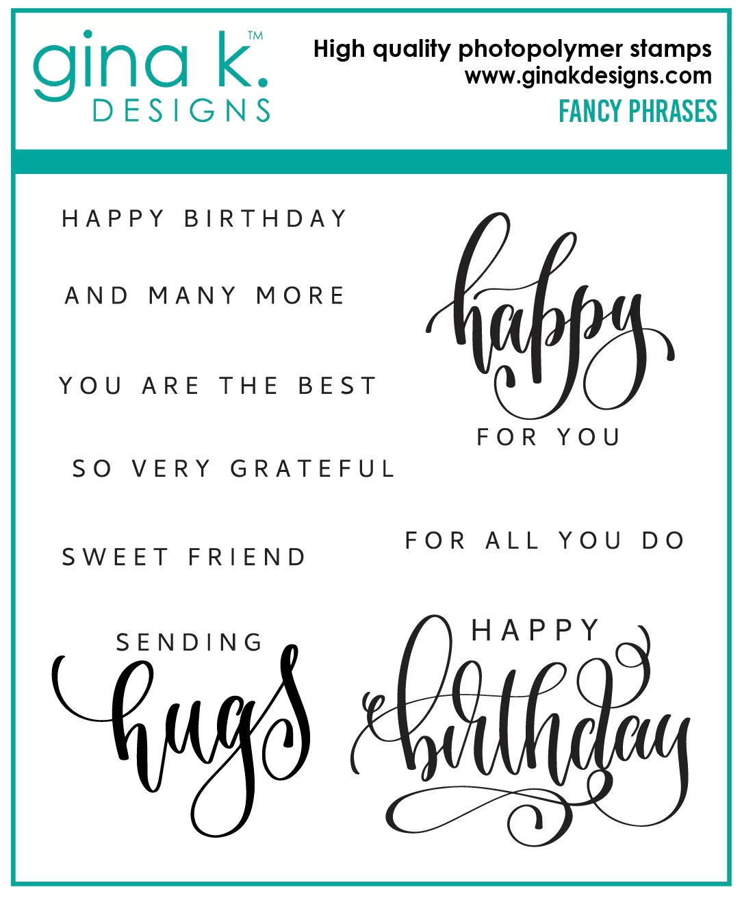 photo of Gina K Designs Fancy Phrases Stamp Set