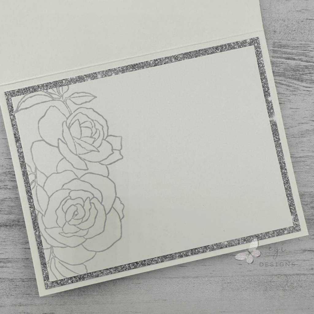 photo of Inside of card, stamped with Simon Says Stamp Beautiful Friend Stamp Set and Distress Lost Shadow Ink