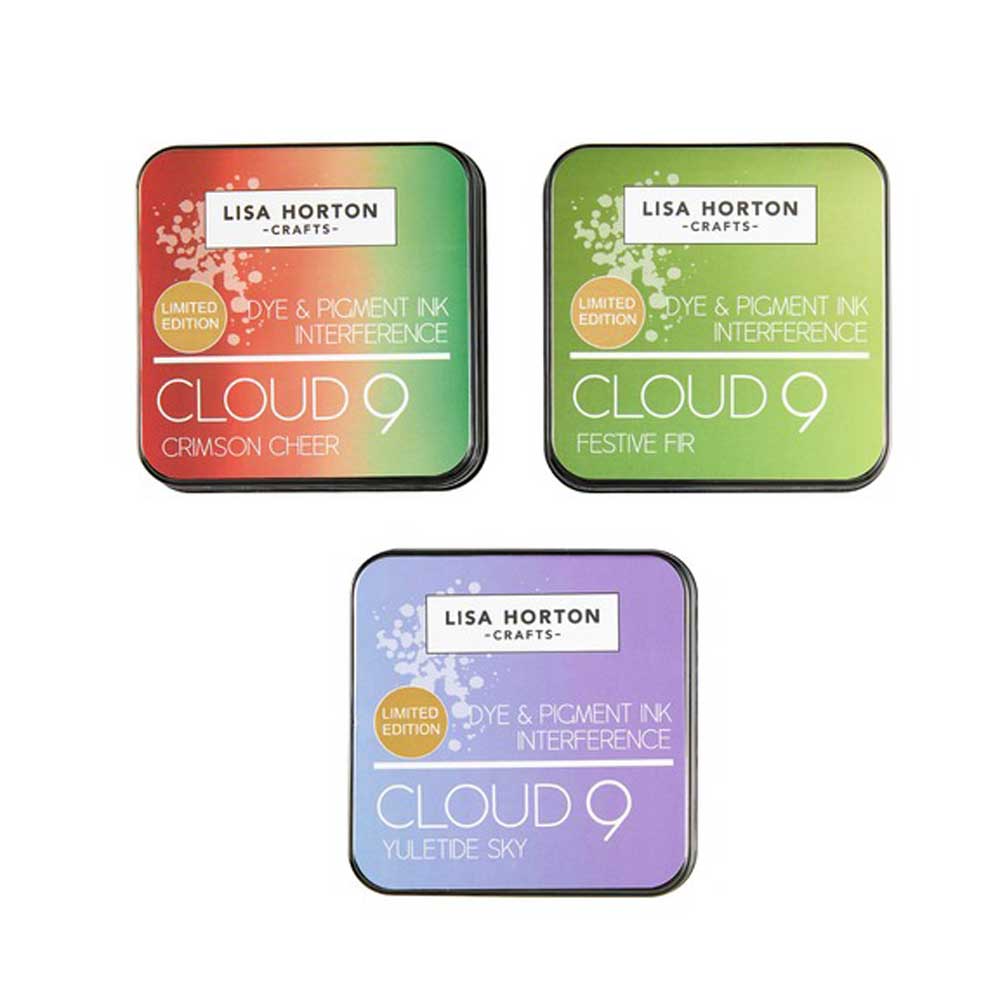 photo of Lisa Horton Crafts Limited Edition Interference Inks: Crimson Cheer, Festive Fir, Yuletide Sky