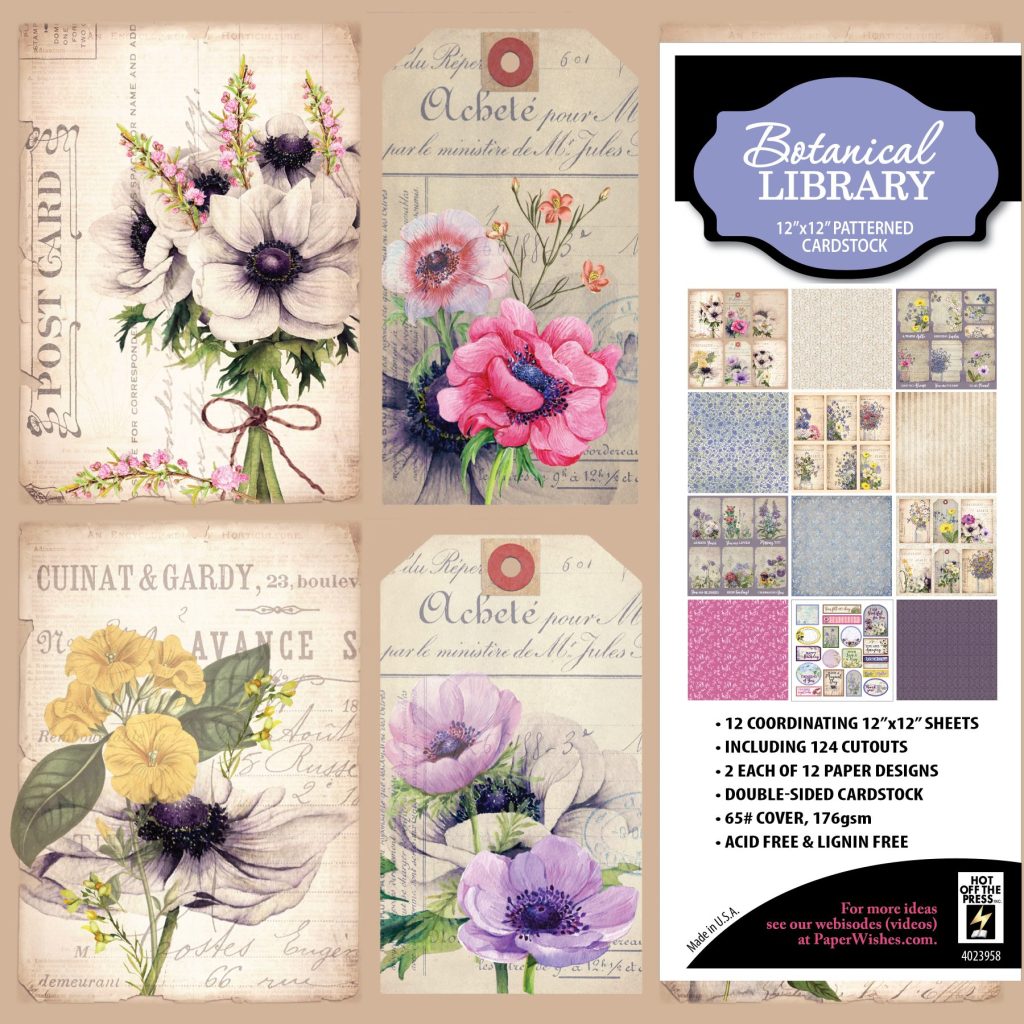 photo of Paper Wishes/Hot Off the Press Botanical Library Collection:
12 x 12" Patterned Paper