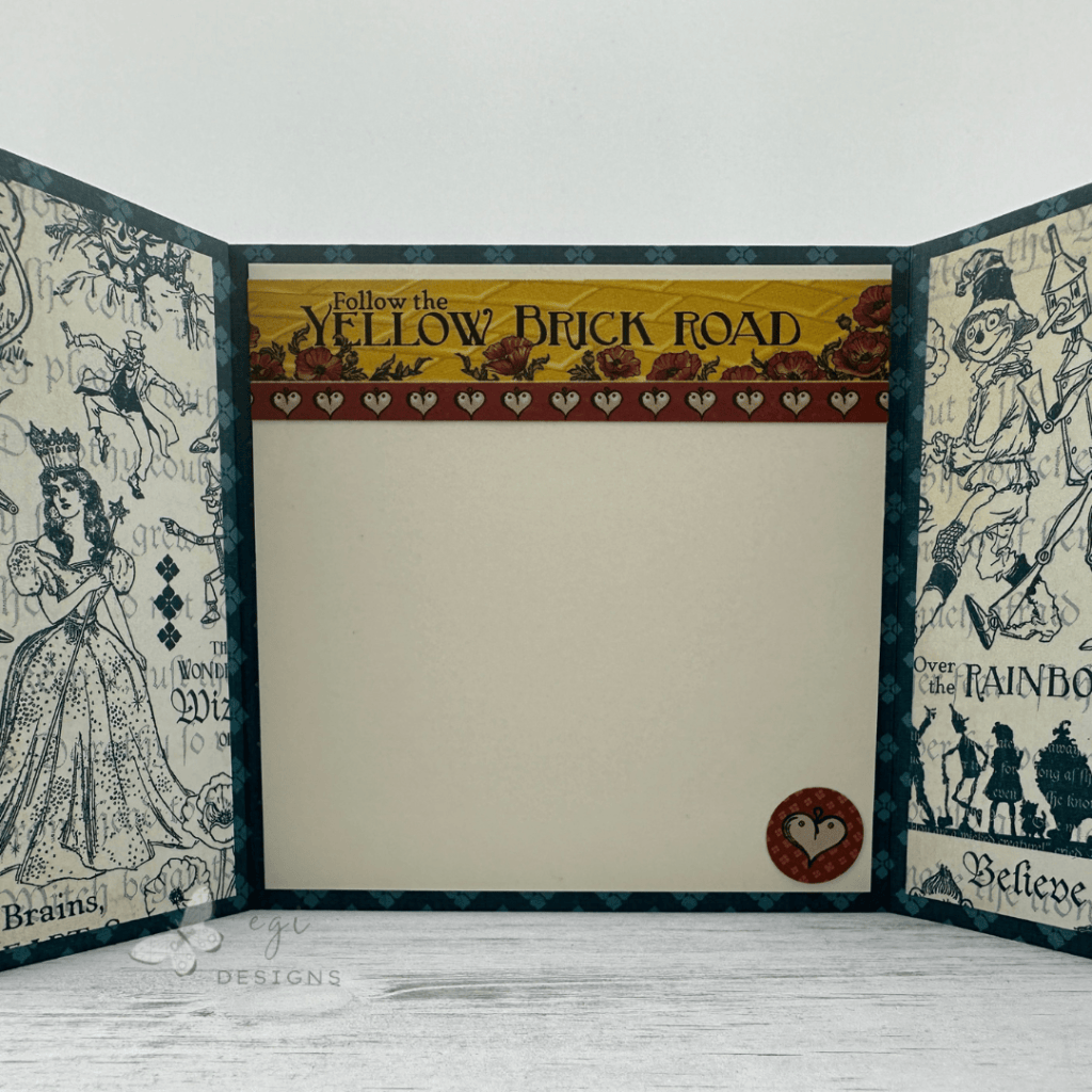 Completed Inside of Card Using Patterned Paper Border and Ephemera Pack