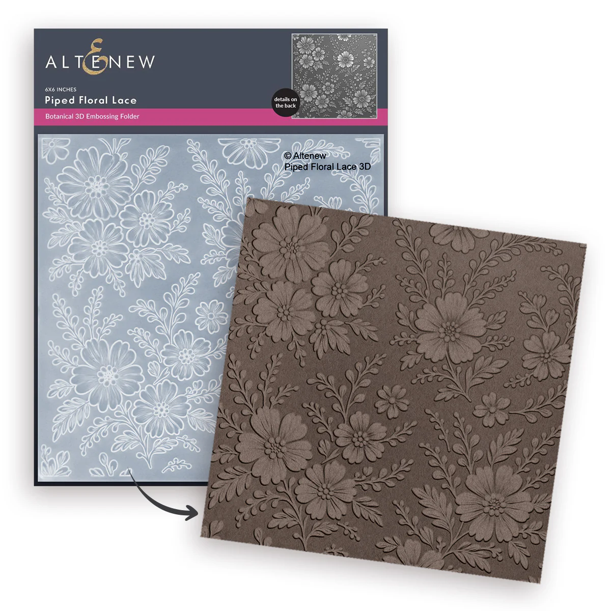 photo of Altenew Piped Floral Lace Embossing Folder