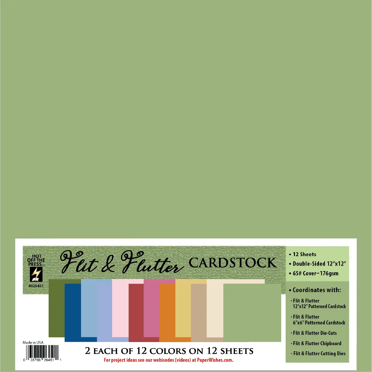 photo of Flit & Flutter 12 x 12" Solids Paper Pack