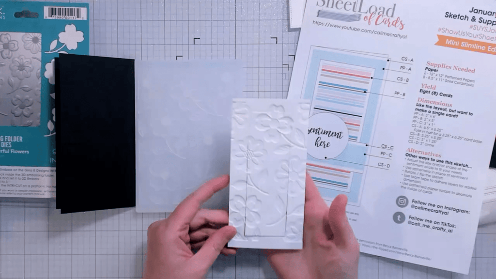 photo of Panel after embossing with Cheerful Flowers embossing folder