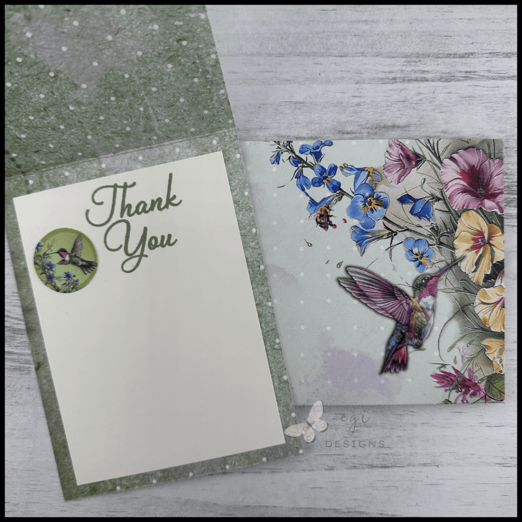 photo of completed card inside and envelope 