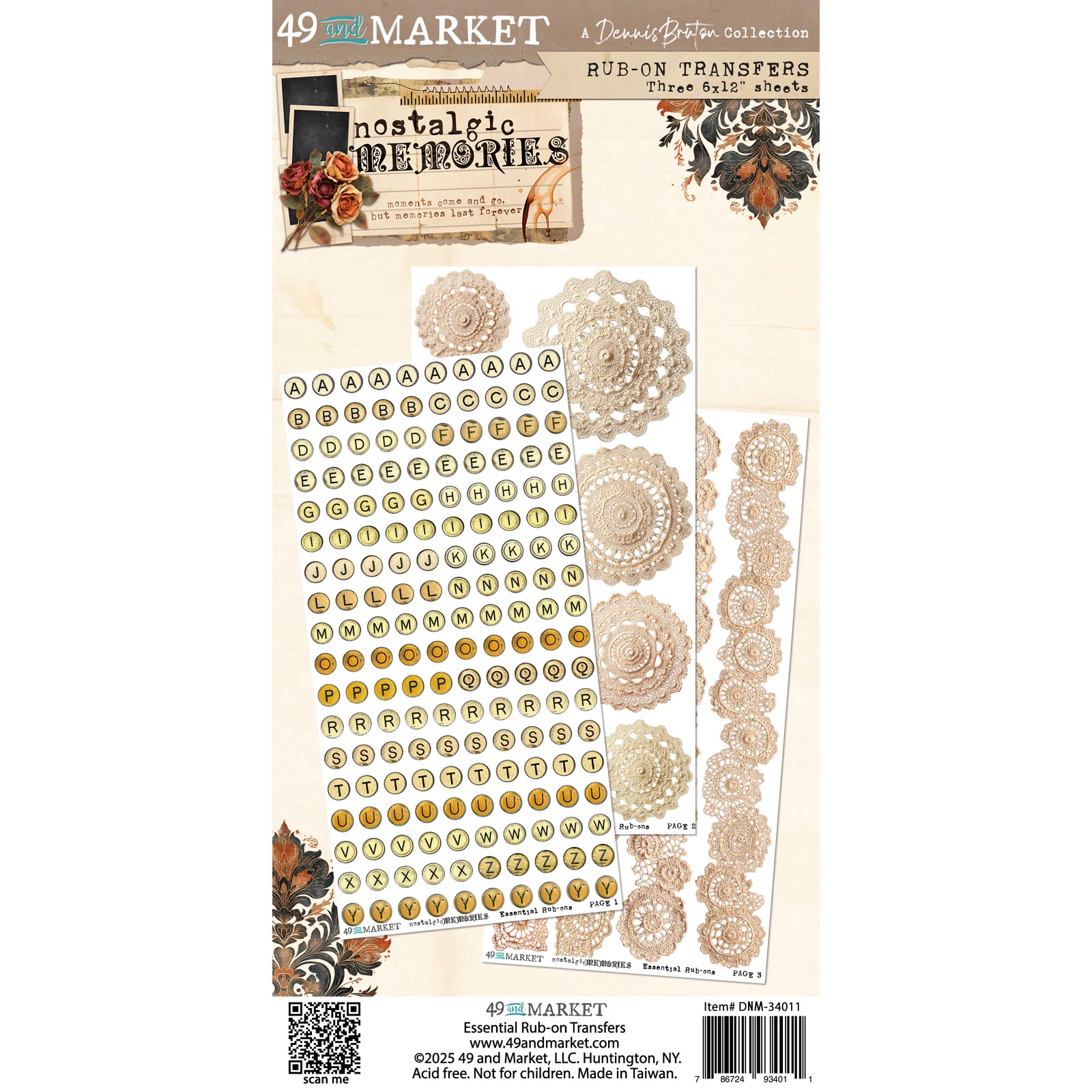 photo of Nostalgic Memories Essentials Rub-on Transfers