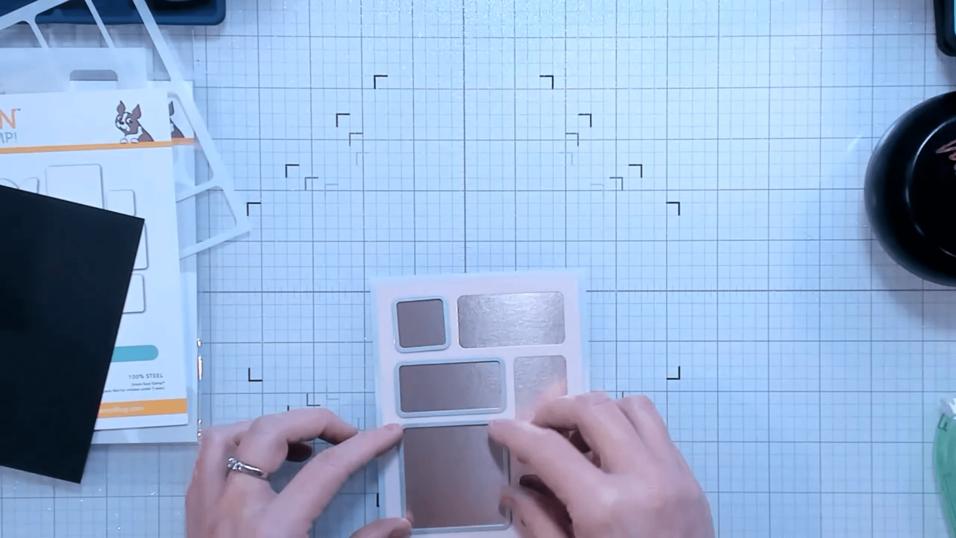 photo of Using a stencil as a template to place the coordinating dies