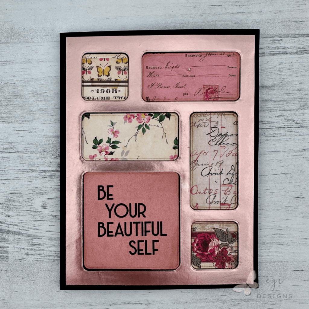 photo of Rose Gold Kraft Stock Card Using the Artful Palette Stencils as a Template