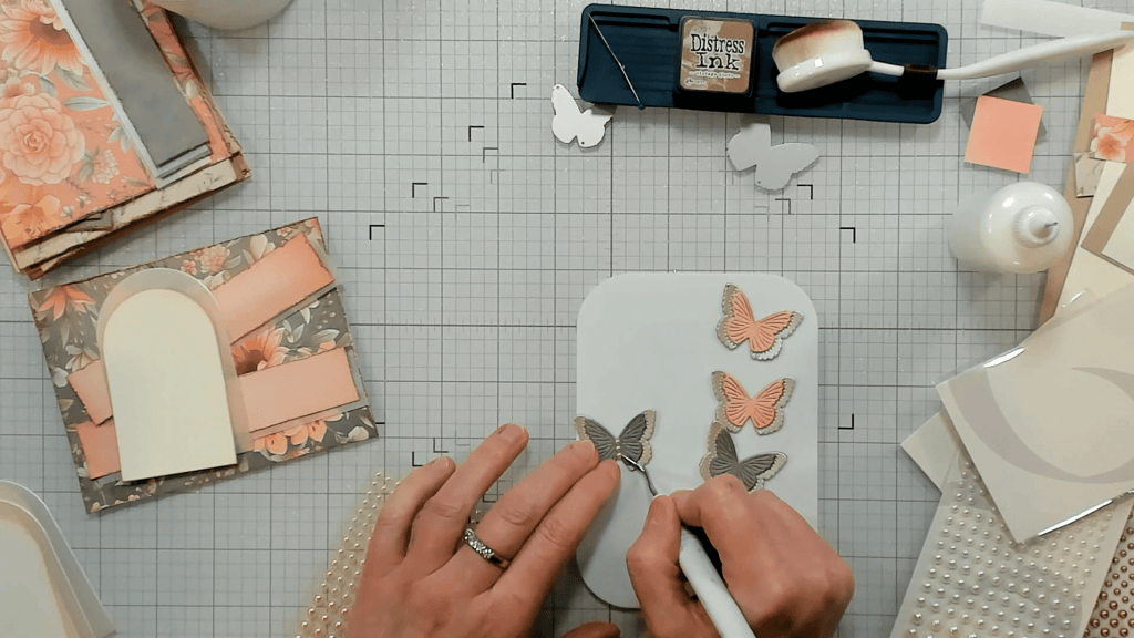 photo of Adding Altenew Creamrose Pearl Dots to Butterfly Centers