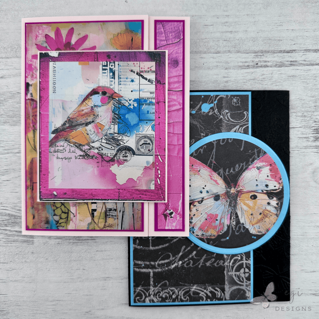 photo of card using beautifully imperfect paper pack, self-latching fun fold cards