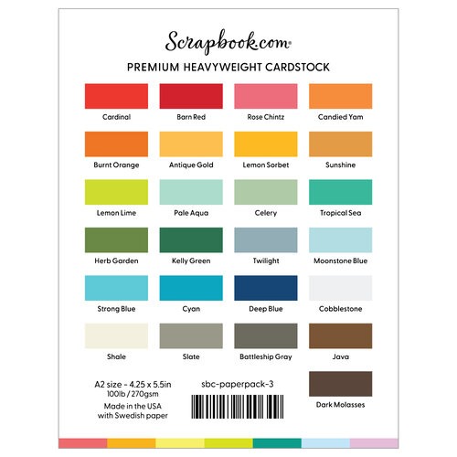 photo of scrapbook.com premium heavyweight cardstock color chart