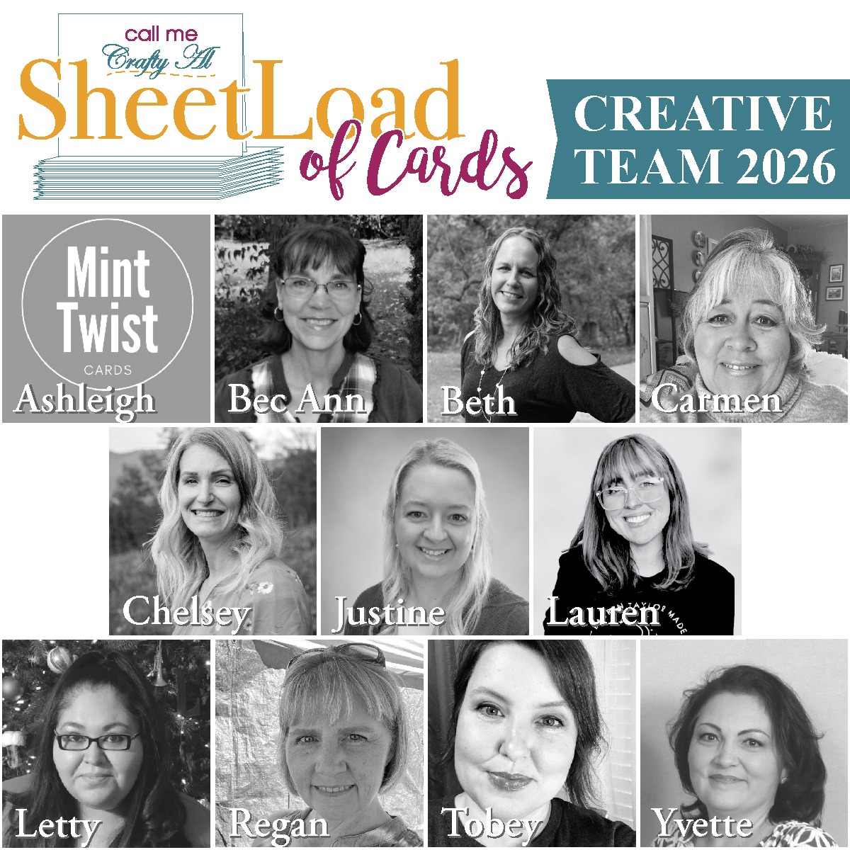 graphic from sheetload of cards showing photos of creative team for 2026